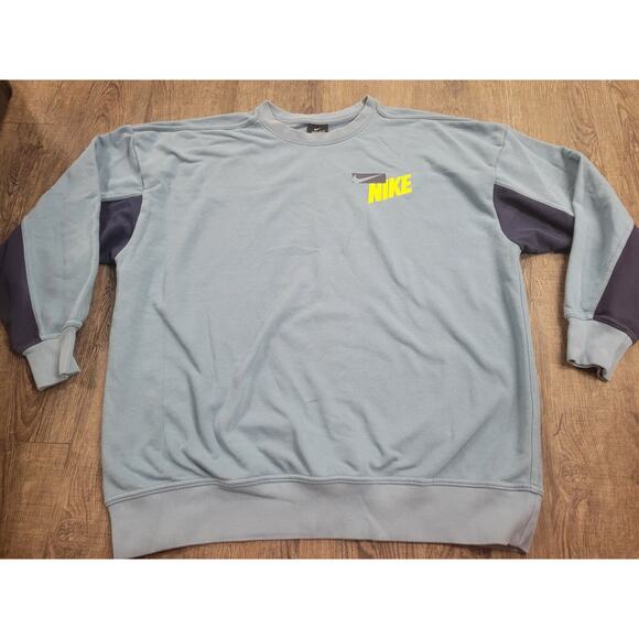 Nike Dri-Fit Blue Cerulean Long Sleeve Fleece Training Sweatshirt Crewneck Med - Picture 2 of 5